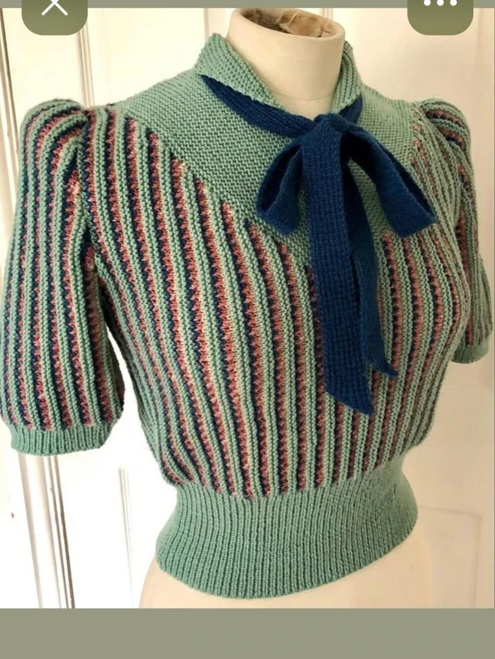 1940s Handknit Reproduction Sweater Small - Picture 1 of 5